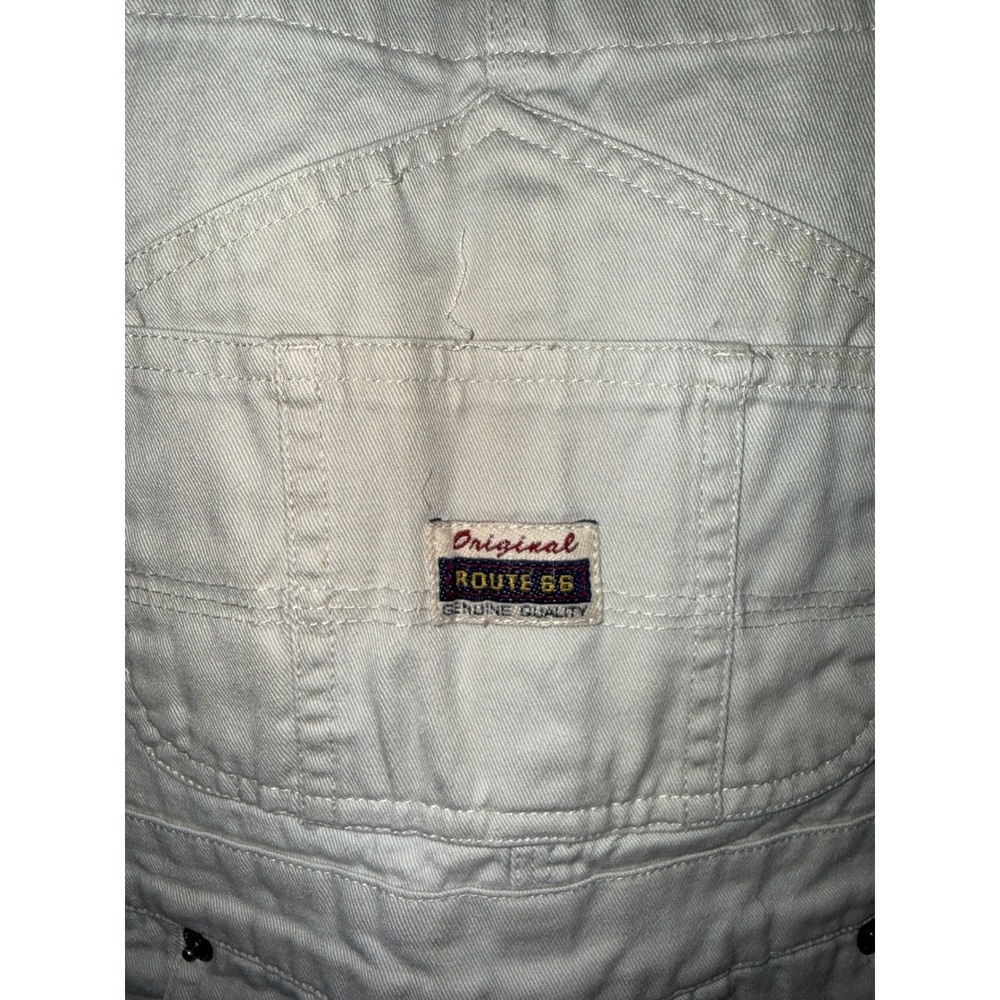 Vintage Route 66 Kids Off White Cotton Denim Shortall Overalls Size 10/12 - Picture 3 of 8